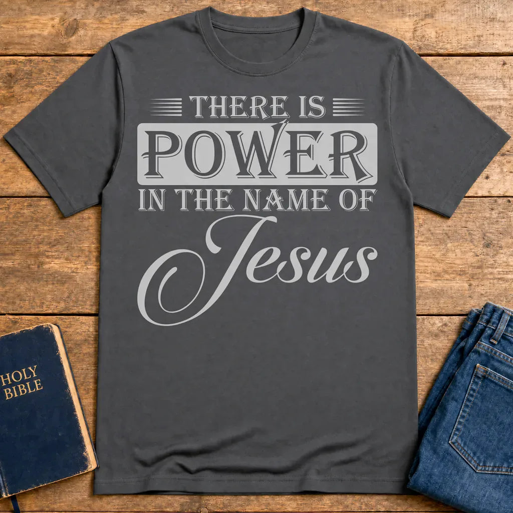Power in the Name T-Shirt - Charcoal