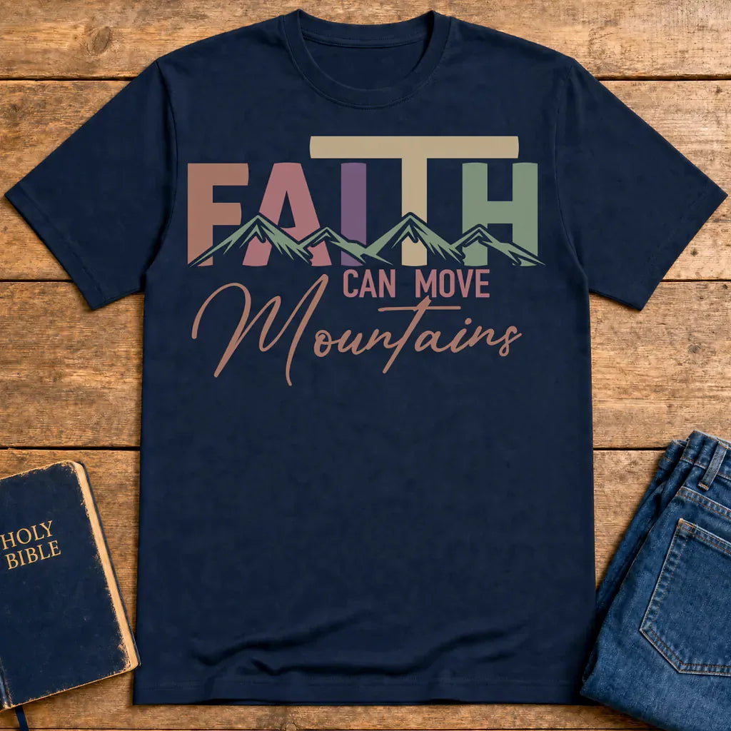 Faith Can Move Mountains T-Shirt - Navy