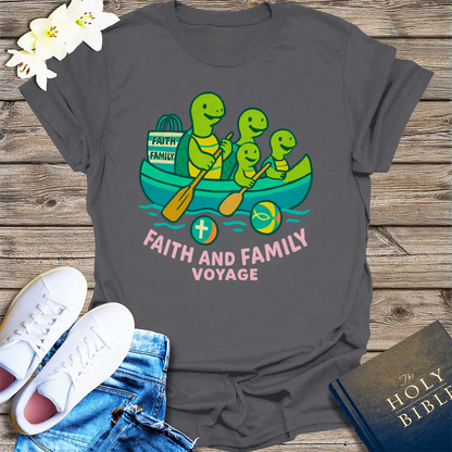 Faith and Family Voyage T-Shirt - Charcoal