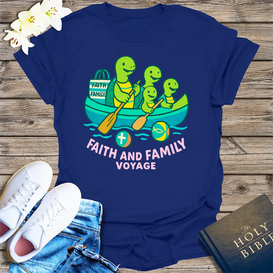 Faith and Family Voyage T-Shirt - Navy