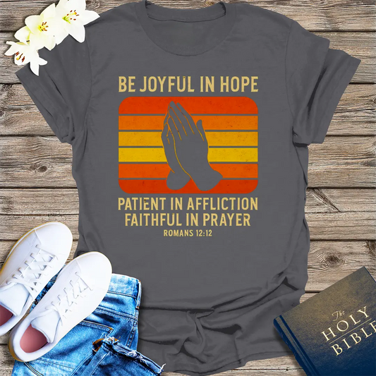 Joyful in Hope Retro Prayer T-Shirt - Charcoal