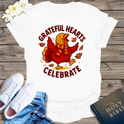 Grateful Hearts Celebrate T-Shirt - White