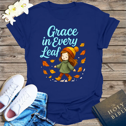 Grace in Every Leaf T-Shirt - Navy