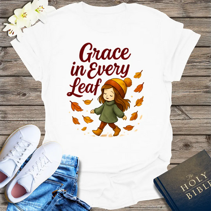 Grace in Every Leaf T-Shirt - White