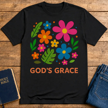 God's Grace Bloom T-Shirt - Black