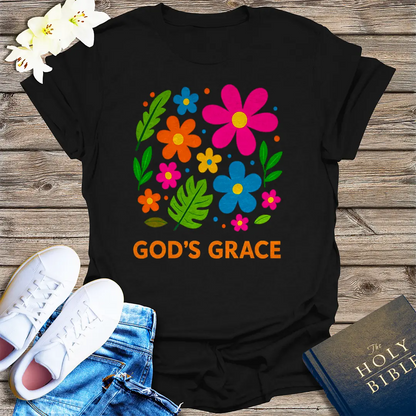 God's Grace Bloom T-Shirt - Black