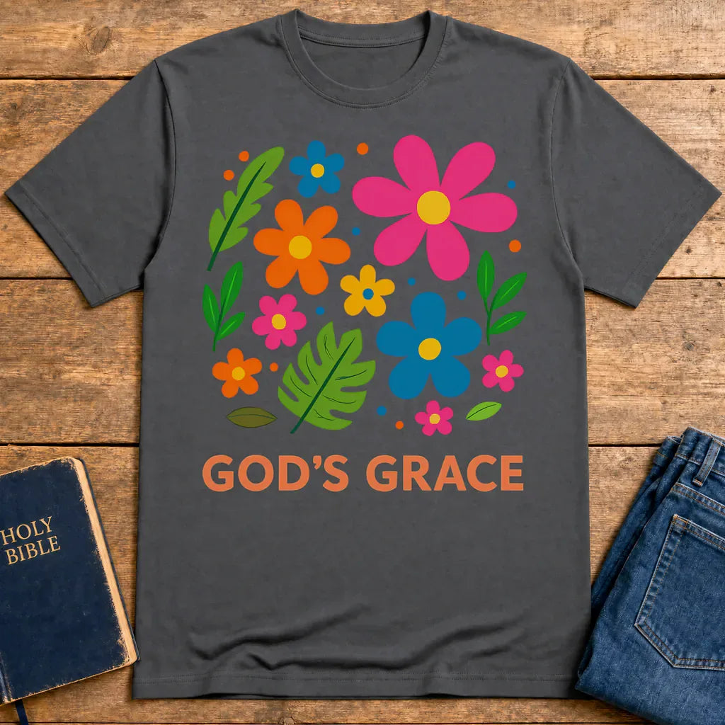 God's Grace Bloom T-Shirt - Charcoal