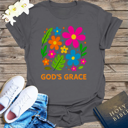 God's Grace Bloom T-Shirt - Charcoal
