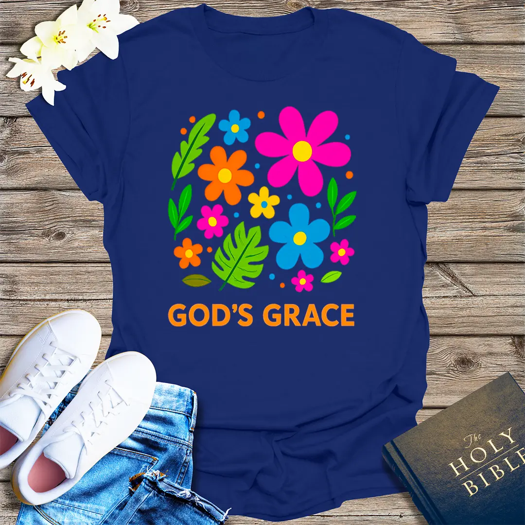 God's Grace Bloom T-Shirt - Navy