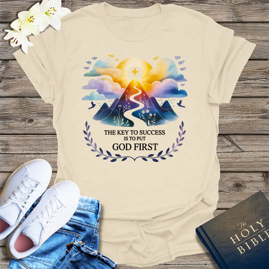 God First Mountain Path T-Shirt - Natural