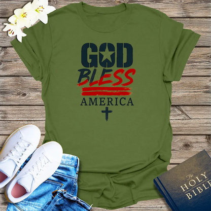 God Bless America T-Shirt - Military Green