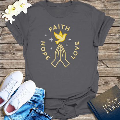 Faith Hope Love T-Shirt - Charcoal