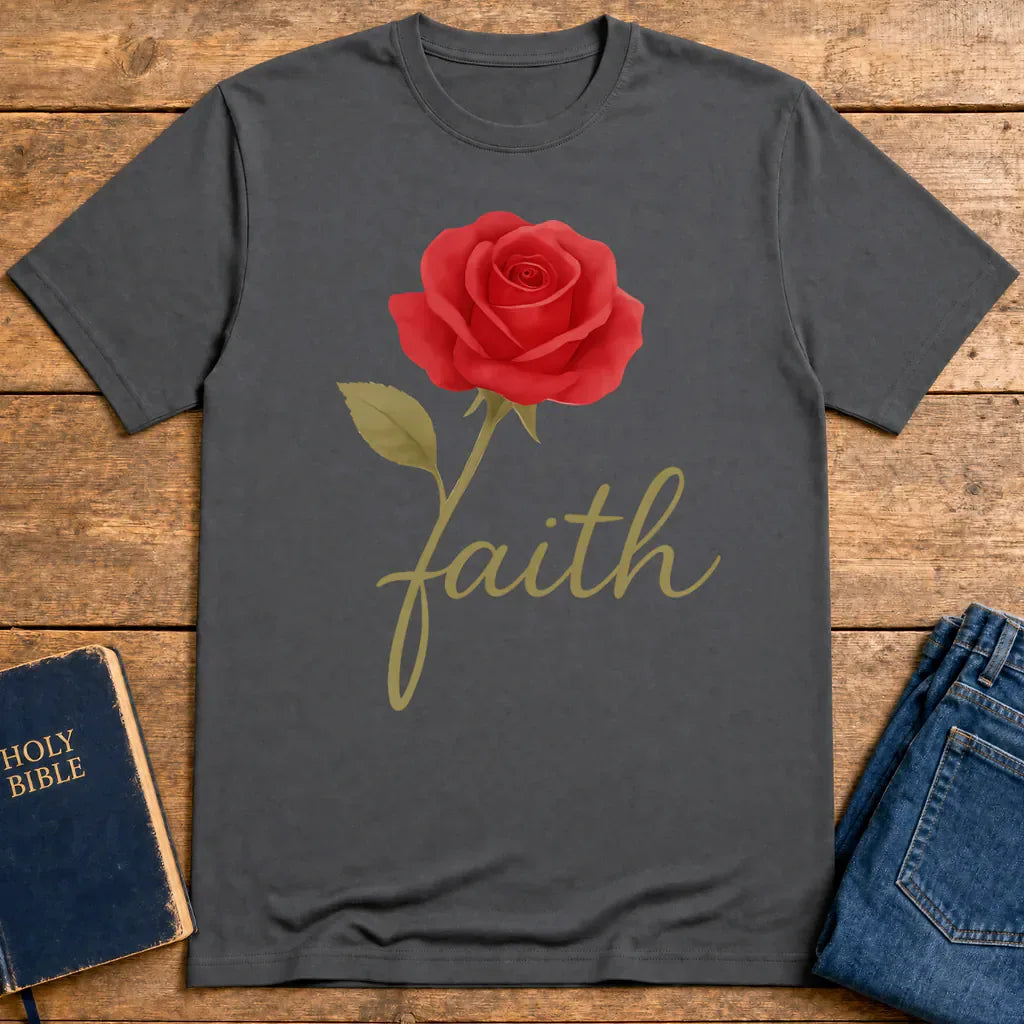 Rose of Faith T-Shirt - Charcoal