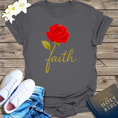 Rose of Faith T-Shirt - Charcoal