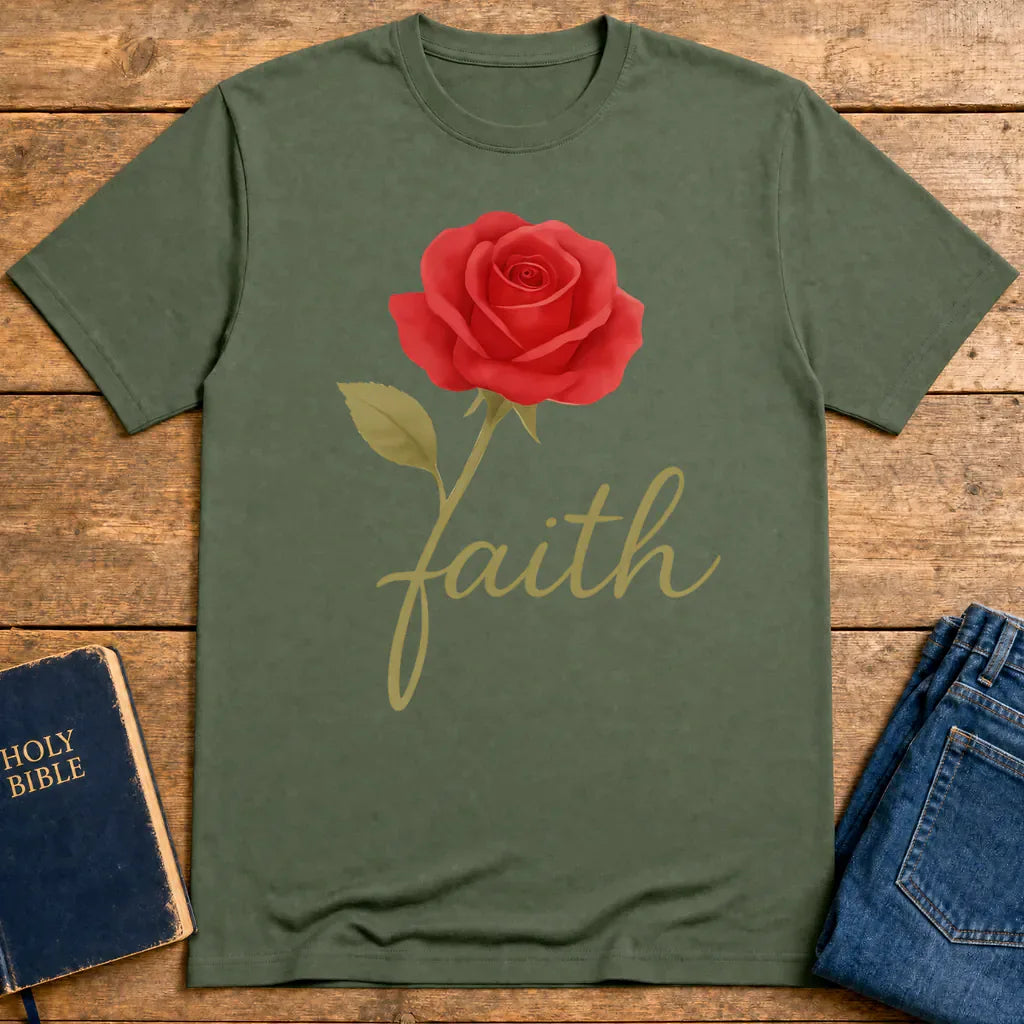 Rose of Faith T-Shirt - Military Green