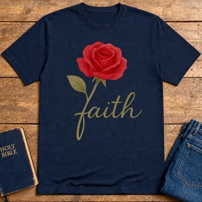 Rose of Faith T-Shirt - Navy