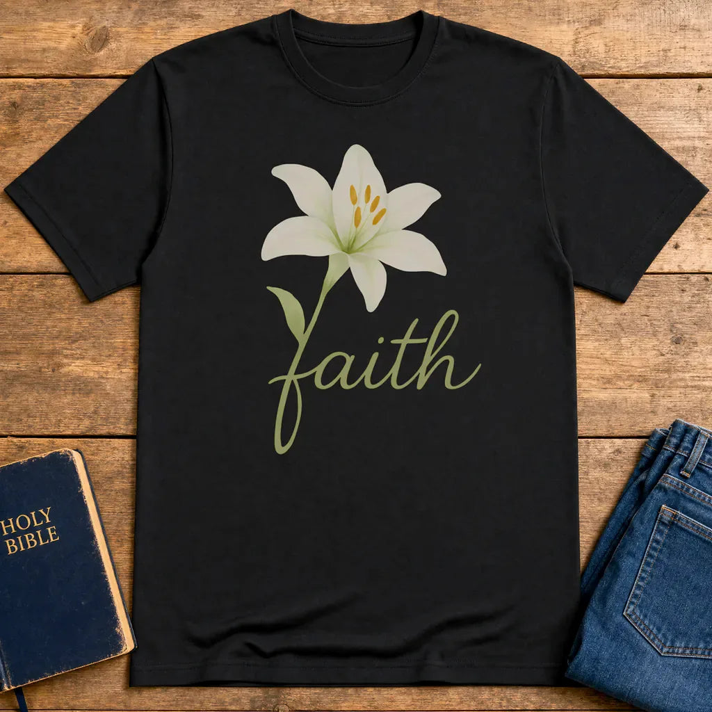 Floral Faith Bloom T-Shirt - Black