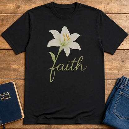 Floral Faith Bloom T-Shirt - Black