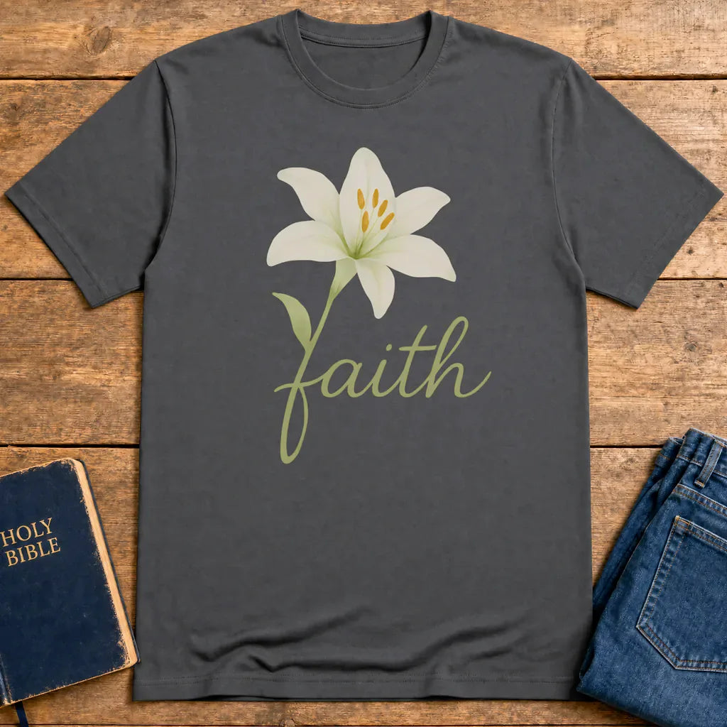 Floral Faith Bloom T-Shirt - Charcoal