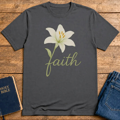 Floral Faith Bloom T-Shirt - Charcoal