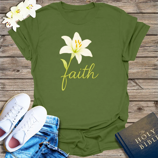Floral Faith Bloom T-Shirt - Military Green