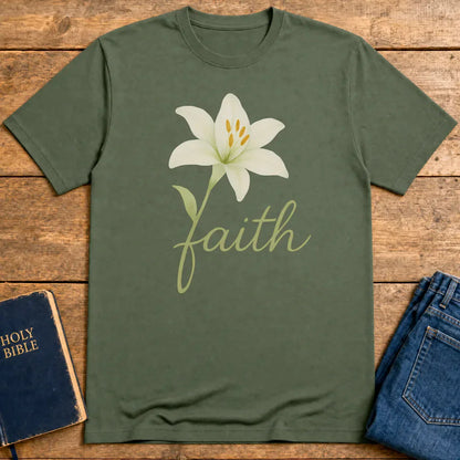 Floral Faith Bloom T-Shirt - Military Green