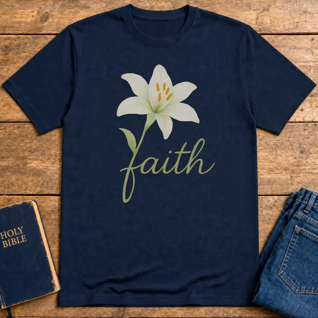 Floral Faith Bloom T-Shirt - Navy