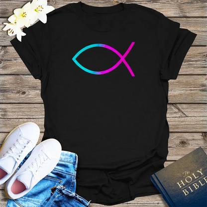 Neon Ichthys Faith T-Shirt - Black