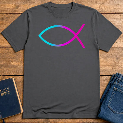 Neon Ichthys Faith T-Shirt - Charcoal