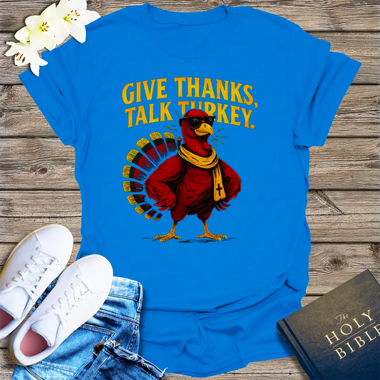 Give Thanks, Talk Turkey T-Shirt - Royal
