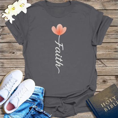 Faith Blossom T-Shirt - Charcoal