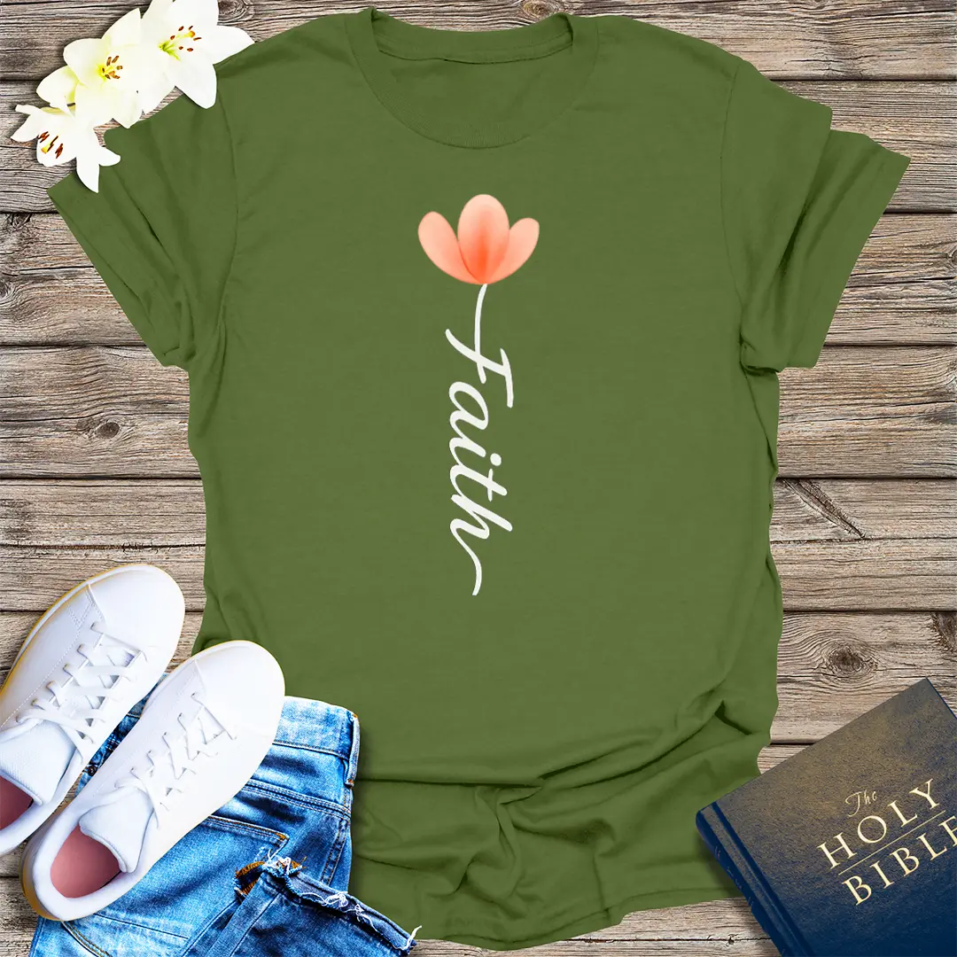 Faith Blossom T-Shirt - Military Green