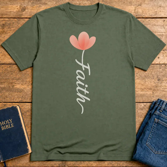 Faith Blossom T-Shirt - Military Green