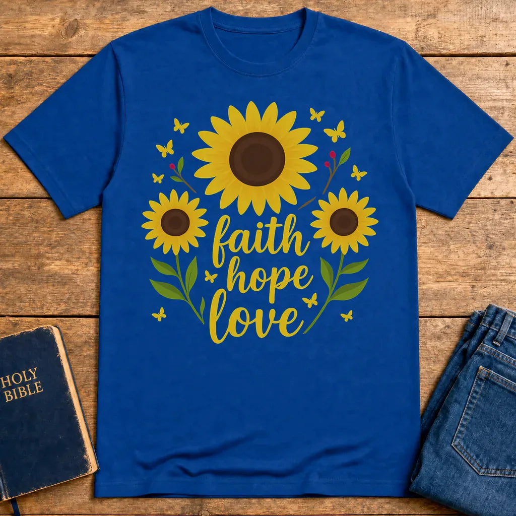 Faith Hope Love Sunflower T-Shirt - Royal