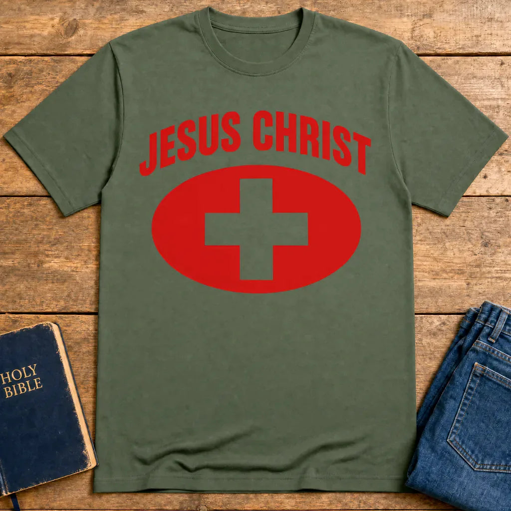 Jesus Christ Heals T-Shirt - Military Green