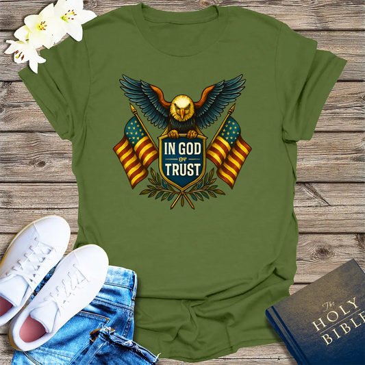 In God We Trust Eagle T-Shirt - Military Green