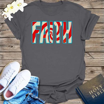 Peppermint Swirl Faith T-Shirt - Charcoal