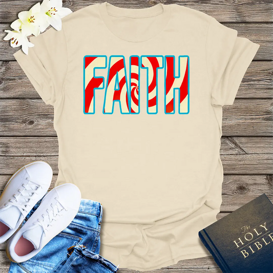 Peppermint Swirl Faith T-Shirt - Natural