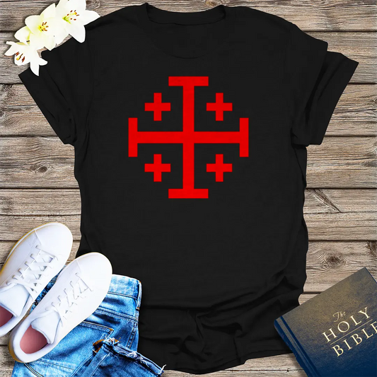 Jerusalem Crusader Cross T-Shirt - Black
