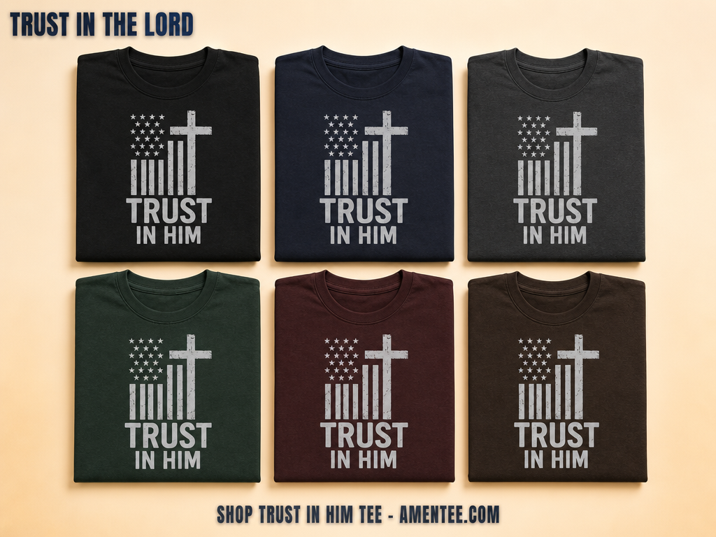 Trust In Him Cross Flag T-Shirt_6color_grid