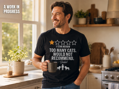 Too Many Cats One-Star Review T-Shirt_ls_indoor