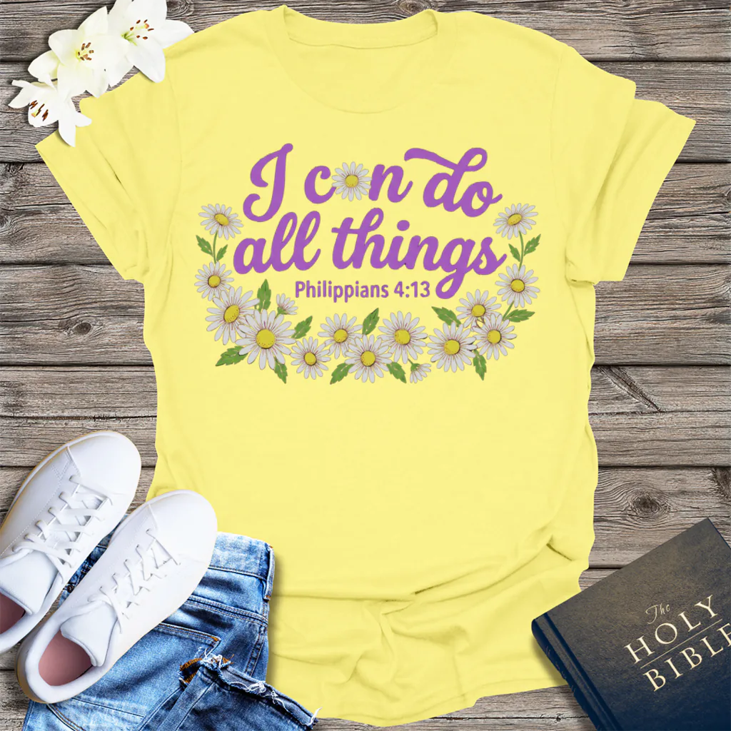 I Can Do All Things Daisy T-Shirt - Cornsilk