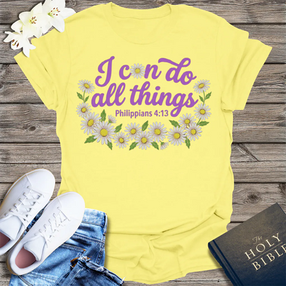 I Can Do All Things Daisy T-Shirt - Cornsilk