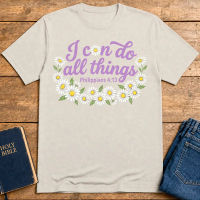 I Can Do All Things Daisy T-Shirt - Ice Grey