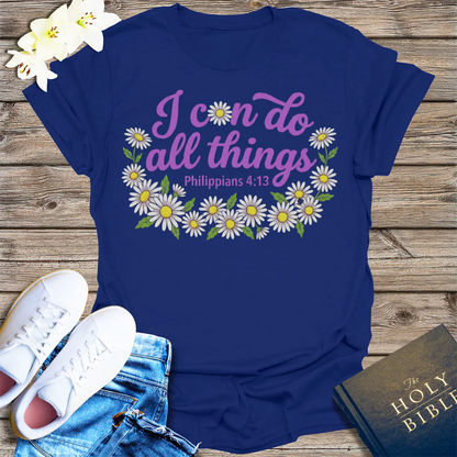 I Can Do All Things Daisy T-Shirt - Navy