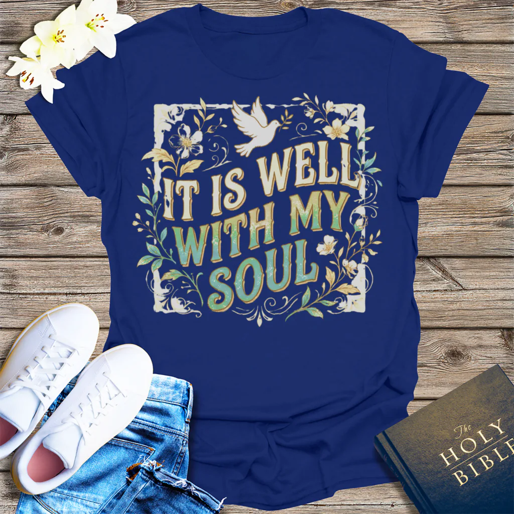 It Is Well With My Soul T-Shirt - Navy