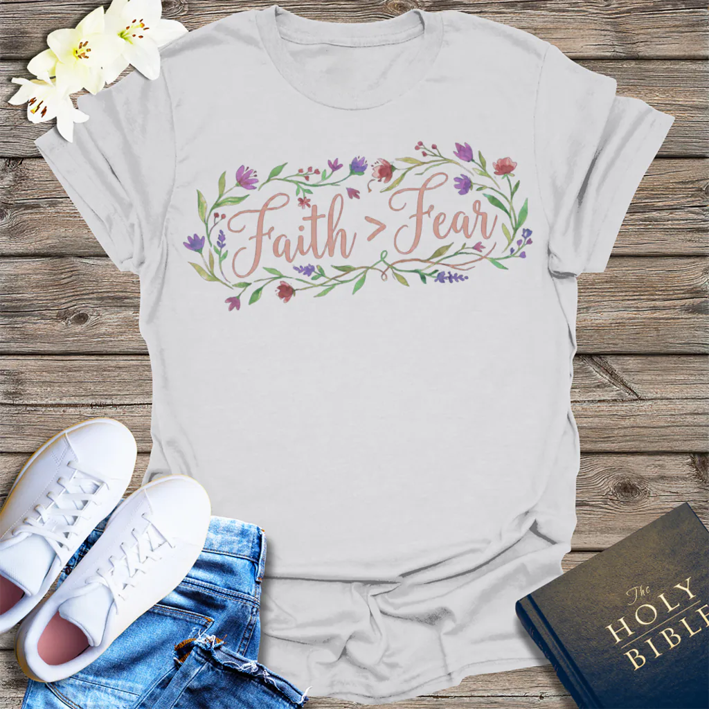 Faith Over Fear T-Shirt - Ice Grey
