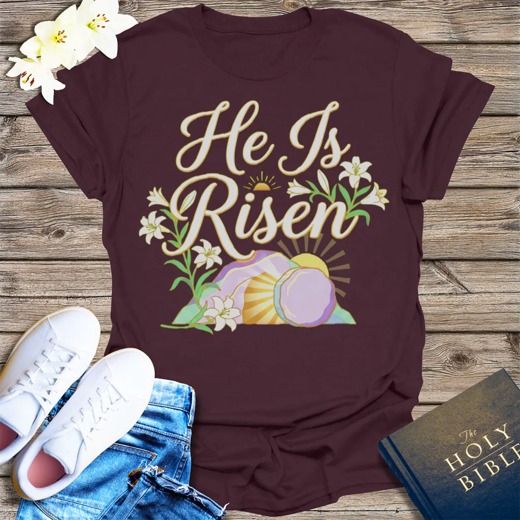 He Is Risen T-Shirt - Dark Chocolate