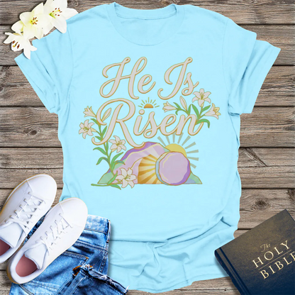 He Is Risen T-Shirt - Light Blue