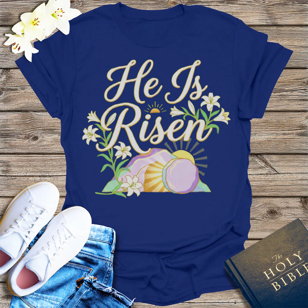 He Is Risen T-Shirt - Navy